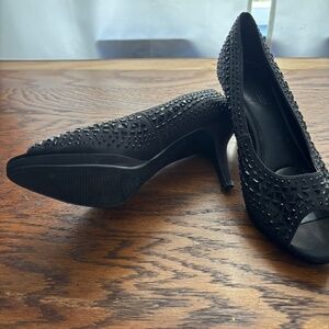 Black open toe heels